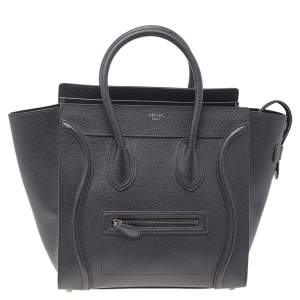 Pre Owned Celine Black Leather Mini Luggage Tote