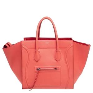 Pre Owned Celine Orange Leather Medium Phantom Luggage Tote