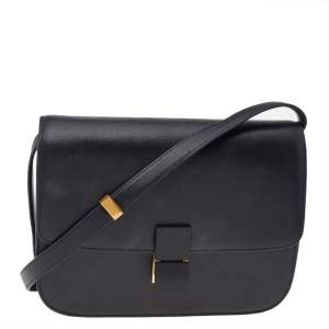 Celine Black Leather Medium Classic Box Shoulder Bag