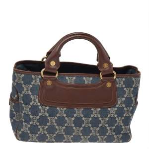 Celine Blue/Brown Macadam Denim And Leather Boogie Tote