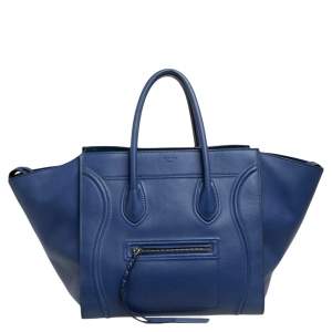 Pre Owned Celine Navy Blue Leather Medium Phantom Luggage Tote 