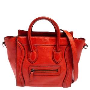 Pre Owned Céline Orange Leather Nano Luggage Tote