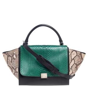 Celine Tricolor Python and Leather Medium Trapeze Bag