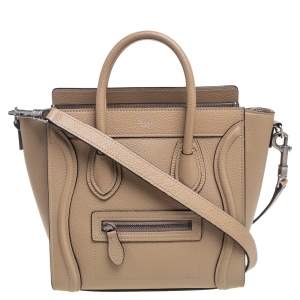 Pre Owned Céline Beige Leather Nano Luggage Tote