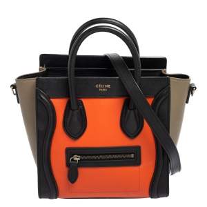 Pre Owned Céline Multicolor Leather Nano Luggage Tote