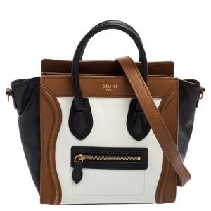 Pre Owned Celine Tricolor Leather Nano Luggage Tote