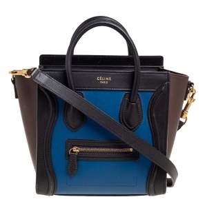 Pre Owned Céline Multicolor Leather Nano Luggage Tote