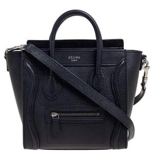 Pre Owned Céline Black Leather Nano Luggage Tote