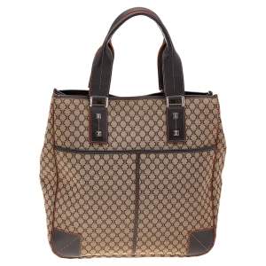 Pre Owned Celine Brown Macadam Canvas and Leather Tote