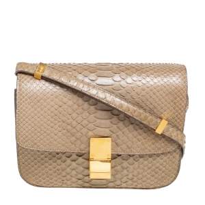 Celine Grey Python Medium Classic Box Shoulder Bag