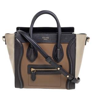Pre Owned Céline Tri Color Leather Nano Luggage Tote