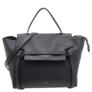 مملوكة مسبقًا Celine Black Leather Mini  Belt Top Handle Bag