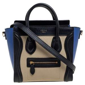 Pre Owned Céline Tri Color Leather Nano Luggage Tote
