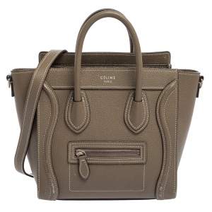 Pre Owned Celine Grey Leather Nano Luggage Tote