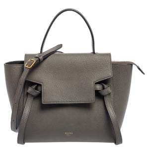 مملوكة مسبقًا Celine Grey Grained Leather Nano Belt Top Handle Bag