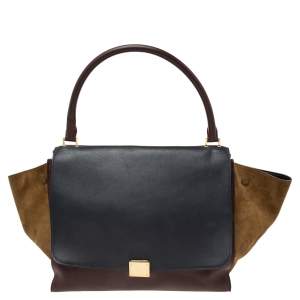 مملوكة مسبقًا Celine Tri-Color Leather And Suede Large Trapeze Top Handle Bag