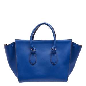 Pre Owned Celine Blue Leather Medium Tie Tote
