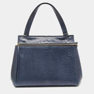 Celine Blue Python Medium Edge Top Handle Bag