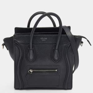 Pre Owned Celine Black Leather Nano Luggage Tote