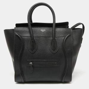 Pre Owned Celine Black Leather Mini Luggage Tote