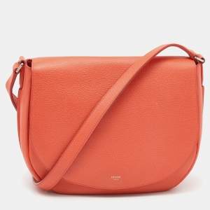 Celine Orange Leather Trotteur Messenger Bag