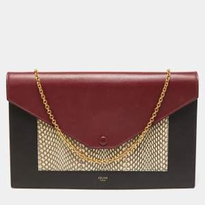 Pre Owned Celine Multicolor Leather and Snakeskin Pocket Envelope Shoulder Bag