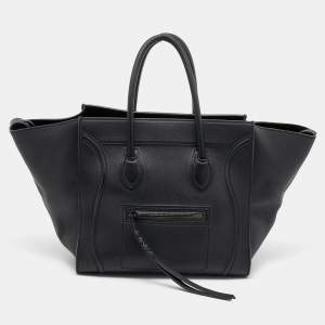 Pre Owned Celine Black Leather Small Phantom Luggage Tote
