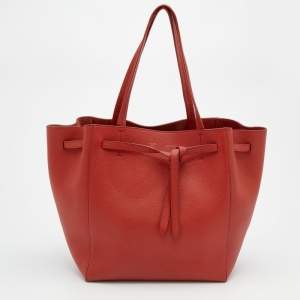 Pre Owned Celine Orange Soft Grained Leather Small Cabas Phantom Tote