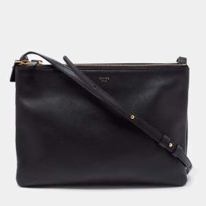 Pre Owned Céline Black Leather Large Trio Crossbody Bag