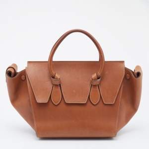 Pre Owned Celine Brown Leather Mini Tie Tote