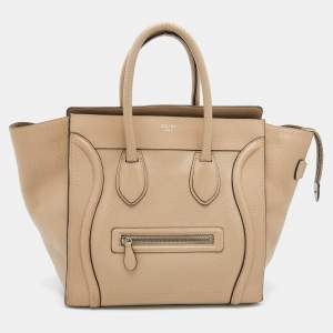 Pre Owned Celine Beige Leather Mini Luggage Tote