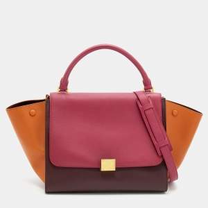 Pre Owned Celine Tricolor Leather Medium Trapeze Top Handle Bag