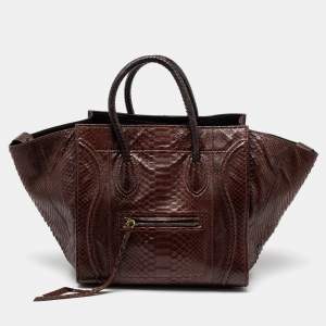 Pre Owned Celine Brown Python Leather Medium Phantom Luggage Tote