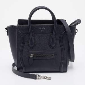 Pre Owned Celine Black Leather Nano Luggage Tote