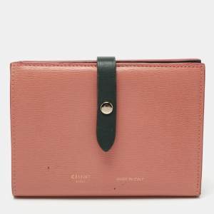 Pre Owned Celine Pink/Green Large Multifunction Strap Wallet