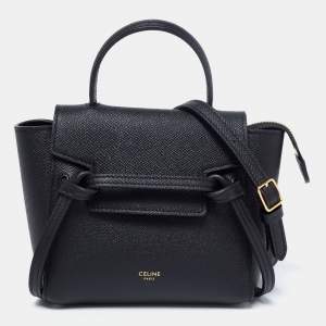 مملوكة مسبقًا Celine Black Leather Nano Belt Top Handle Bag