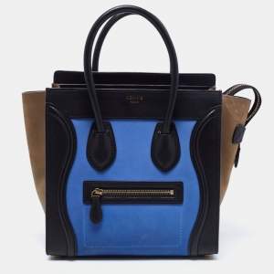 Pre Owned Celine Multicolor Nubuck and Leather Micro Luggage Tote
