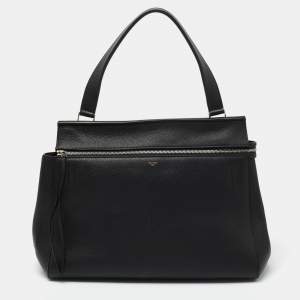 Pre Owned Celine Black Leather Large Edge Top Handle Bag