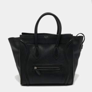 Pre Owned Celine Black Leather Small Luggage Tote