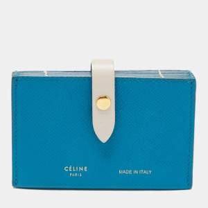 Pre Owned Celine Blue/Beige Leather Accordeon Card Holder