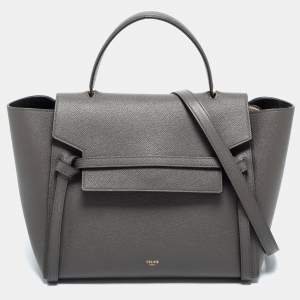 Pre Owned Celine Grey Leather Mini Belt Top Handle Bag