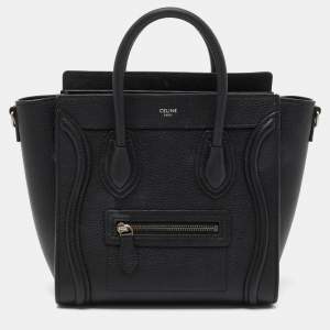 Céline Black Leather Nano Luggage Tote