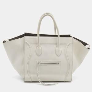 Pre Owned Celine White Leather Medium Phantom Luggage Tote