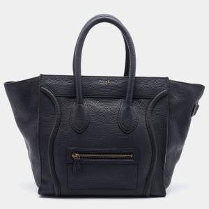 Pre Owned Céline Grey Leather Mini Luggage Tote