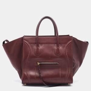 Pre Owned Celine Burgundy Leather Medium Phantom Luggage Tote