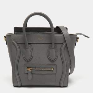Pre Owned Celine Grey Leather Nano Luggage Tote