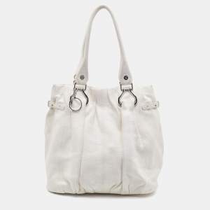 Pre Owned Celine White Leather Shoulder Bag