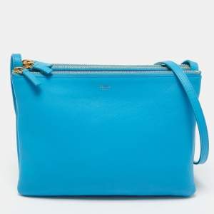 Pre Owned Celine Light Blue Leather Trio Crossbody Bag