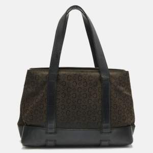 Pre Owned Celine Black C Macadam Canvas and Leather Tote