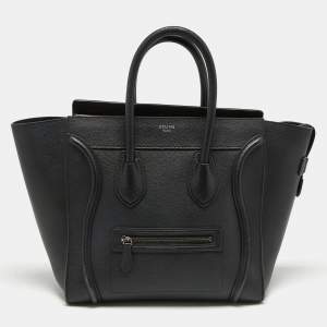 Celine Black Leather Mini Luggage Tote